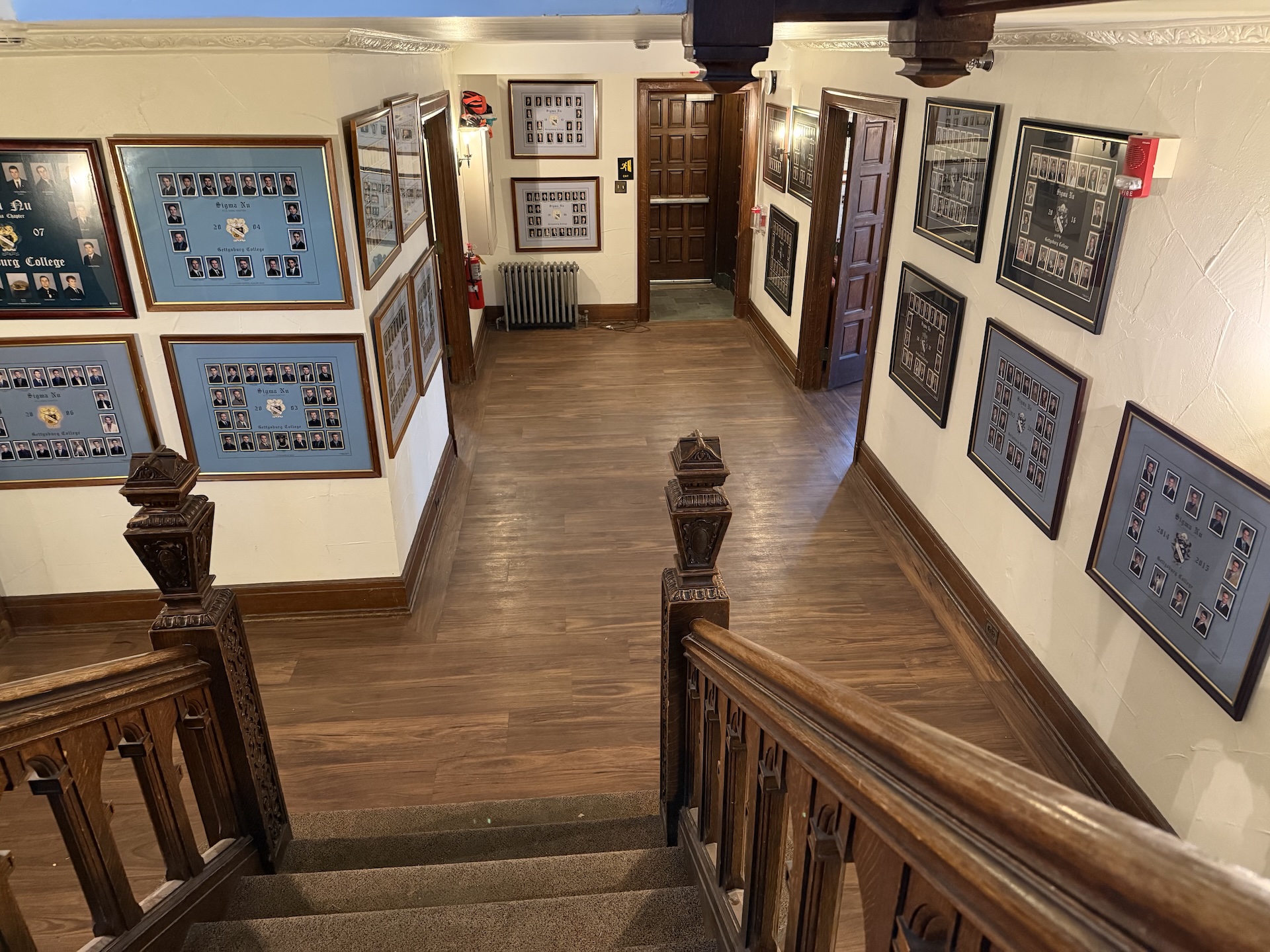 View down the staircase from above