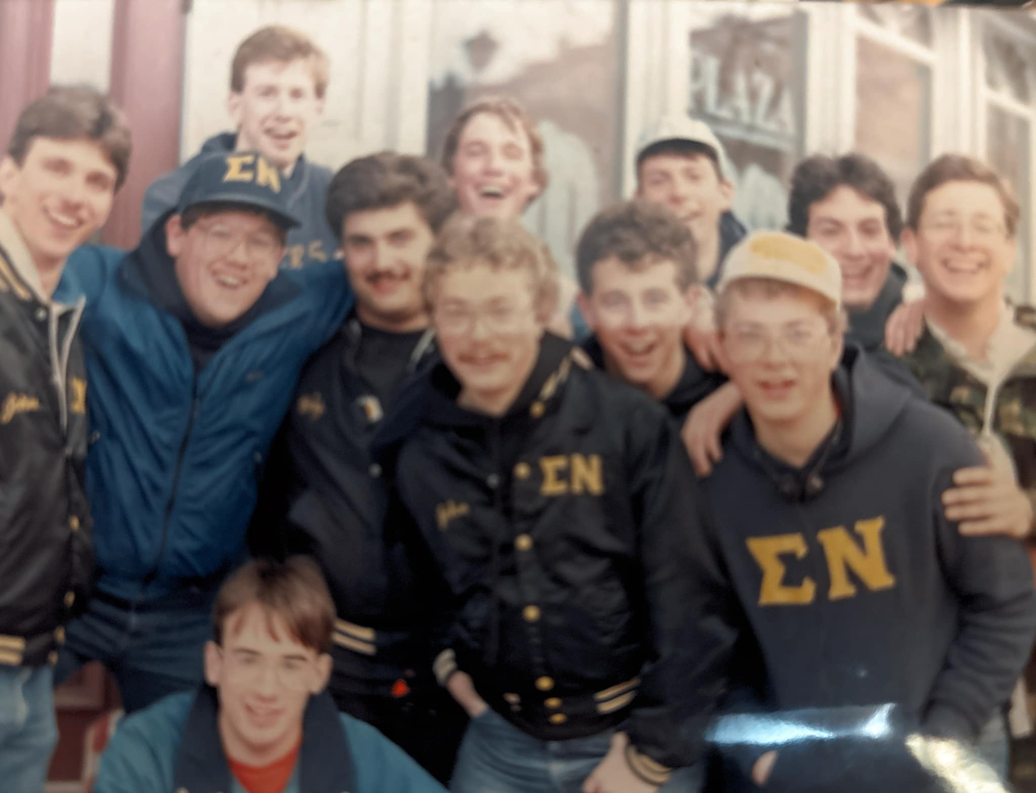 Sigma Nu brothers — 1980s era group photo
